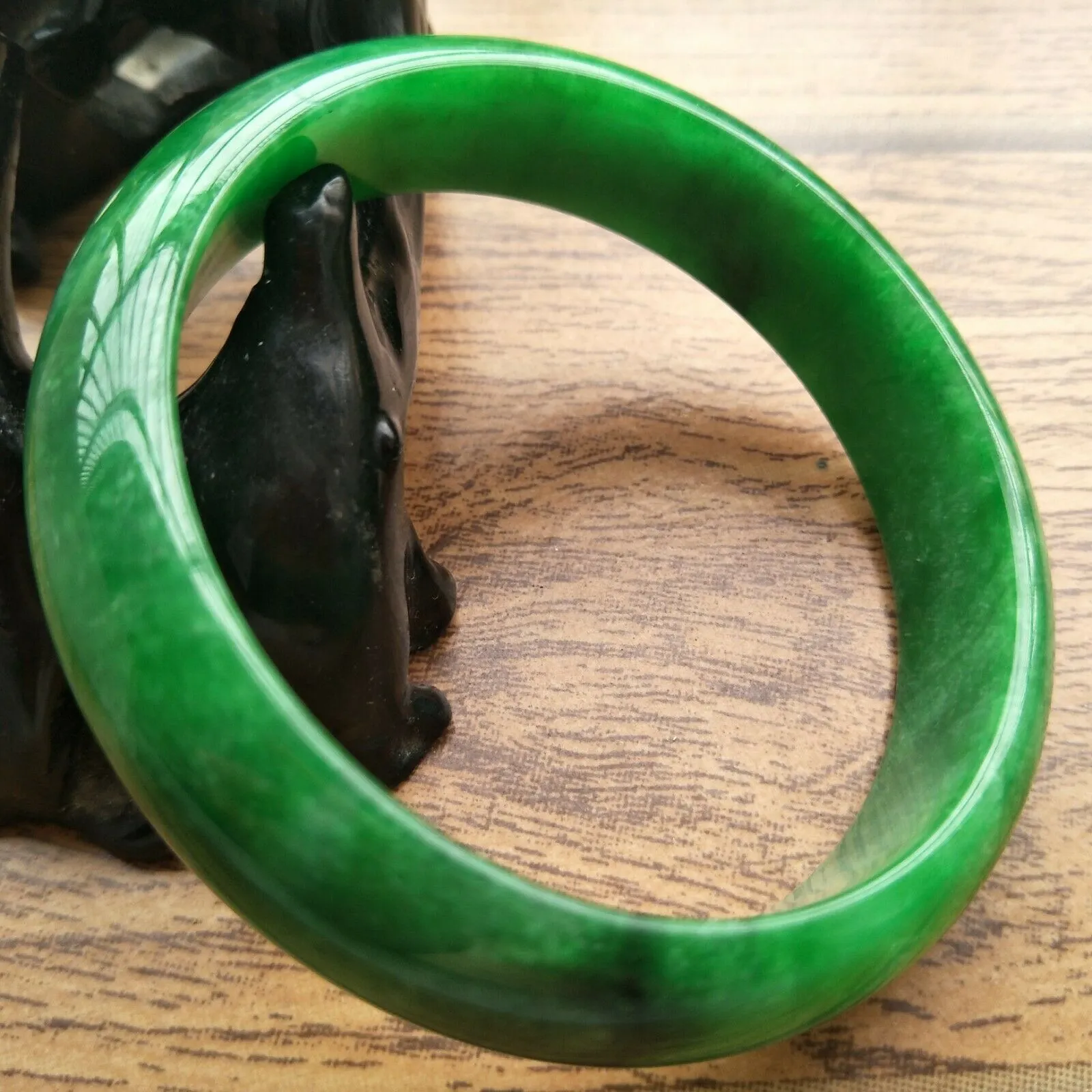 10% OFF- 61/62/63mm Certified Natural Jadeite Emerald A*Jade Handcarved Bangle A262
