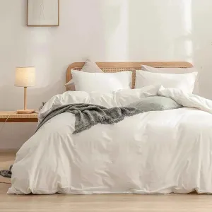 100% Cotton Duvet Cover Set - Ivory White