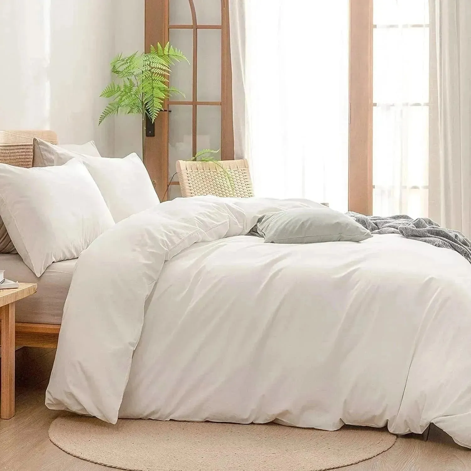 100% Cotton Duvet Cover Set - Ivory White