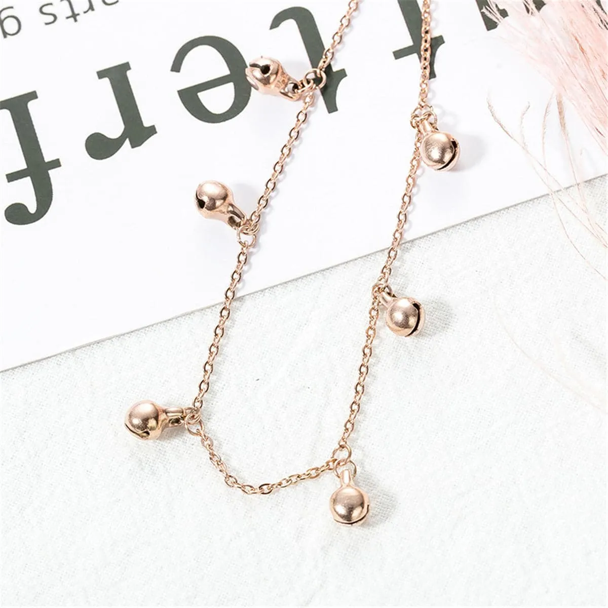 18K Rose Gold-Plated Bell Station Anklet