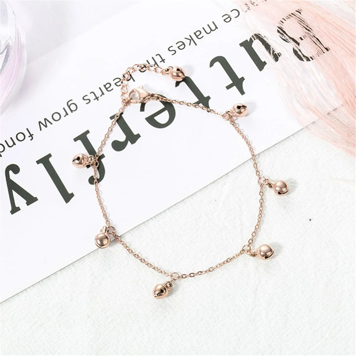 18K Rose Gold-Plated Bell Station Anklet