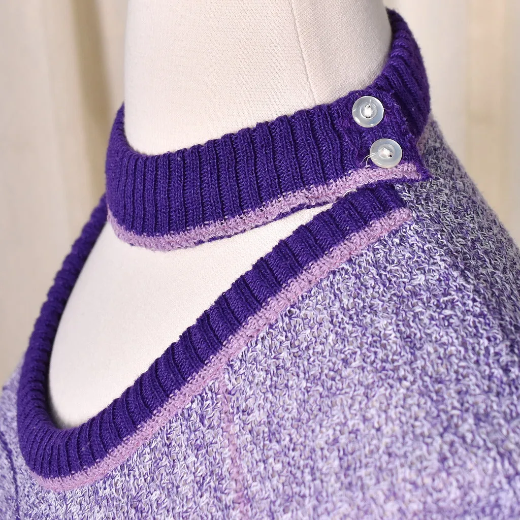 1960s Vintage Lavender Cut Out Knit Top
