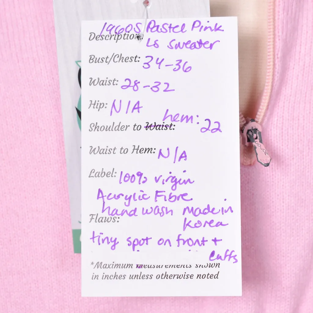 1960s Vintage Pastel Pink LS Sweater