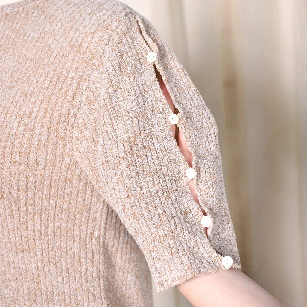 1960s Vintage Tan Keyhole Sweater