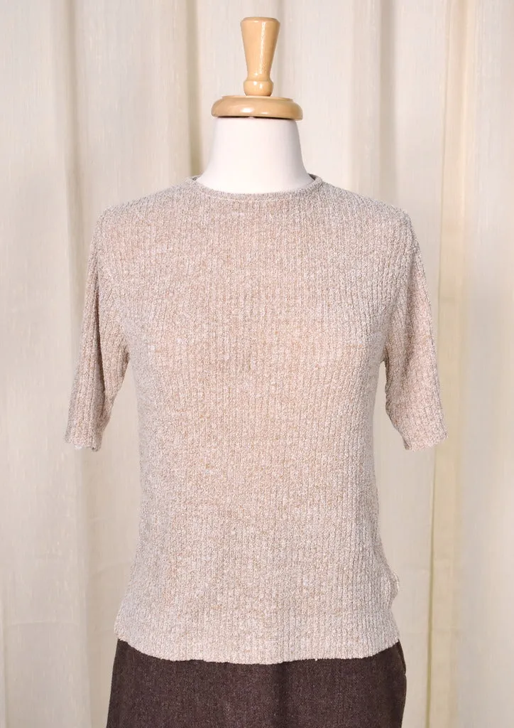1960s Vintage Tan Keyhole Sweater