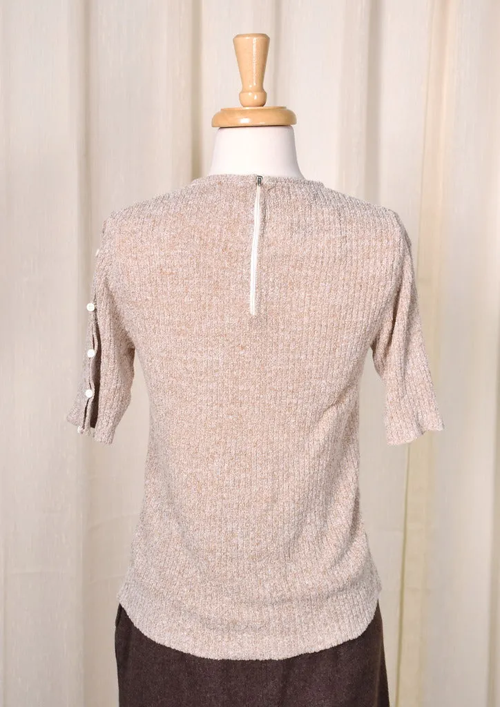 1960s Vintage Tan Keyhole Sweater