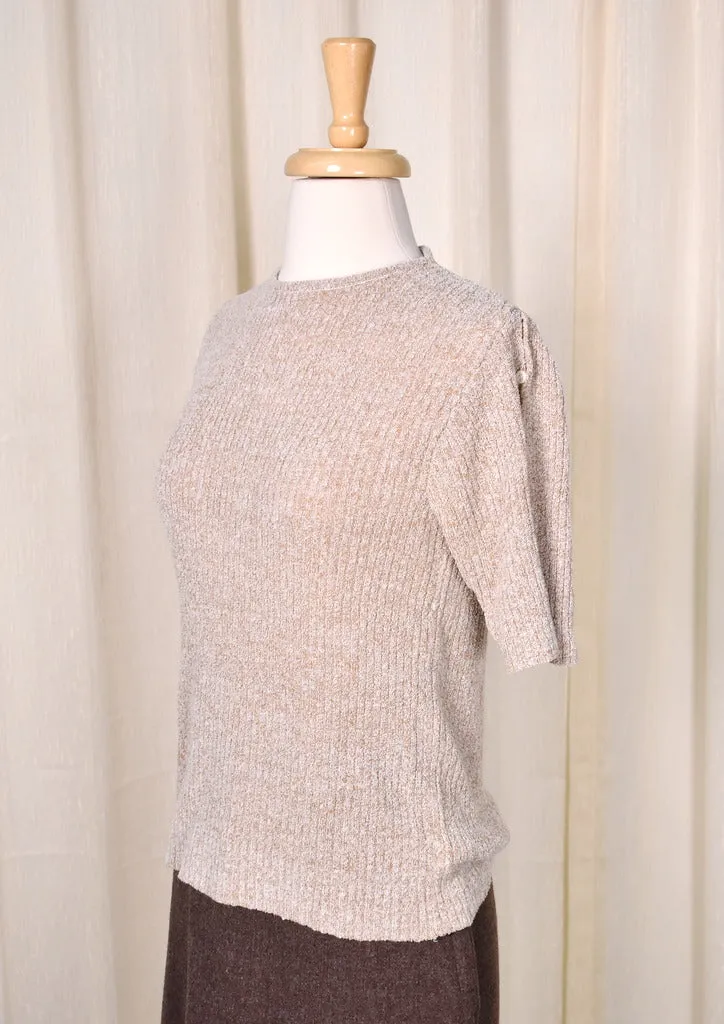 1960s Vintage Tan Keyhole Sweater