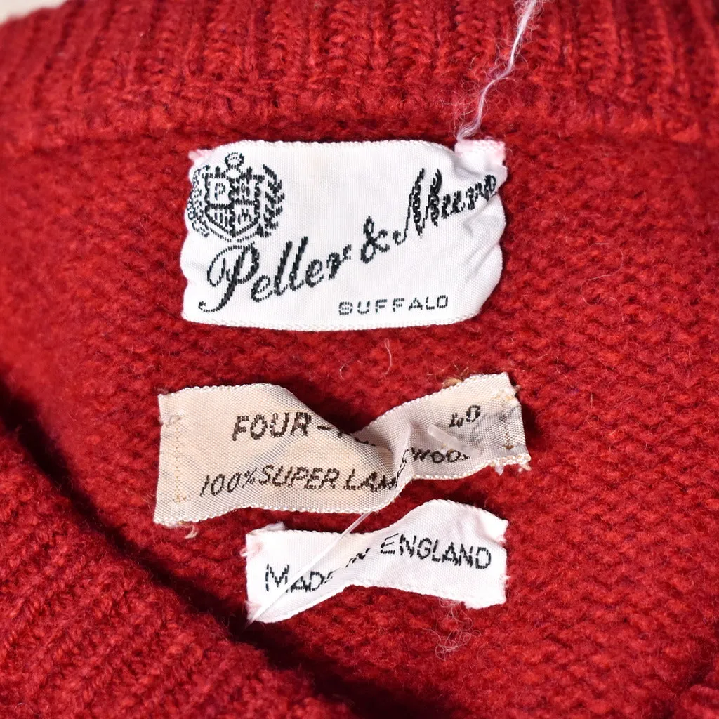 1980s Vintage Deep Red V Neck Sweater