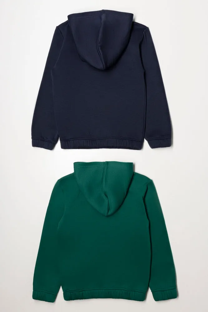 2 Pack Hoodies Green And Navy