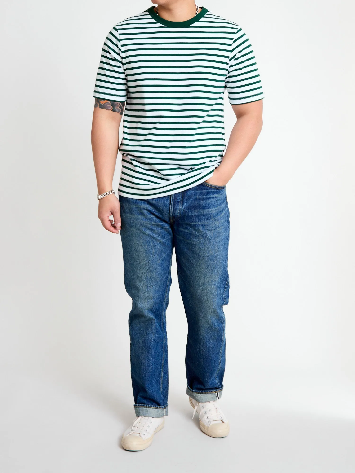 2M14 "Good Originals" 6.8oz Relaxed T-Shirt in Green/White