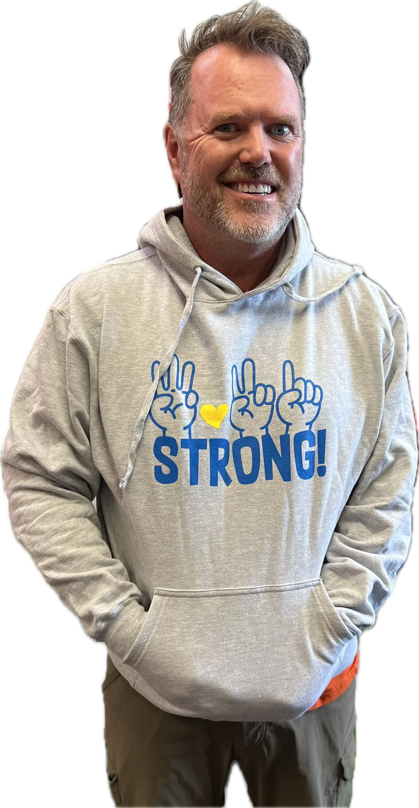 321 STRONG FINGERS hoodie - GRAY HEATHER/ ROYAL/ YELLOW