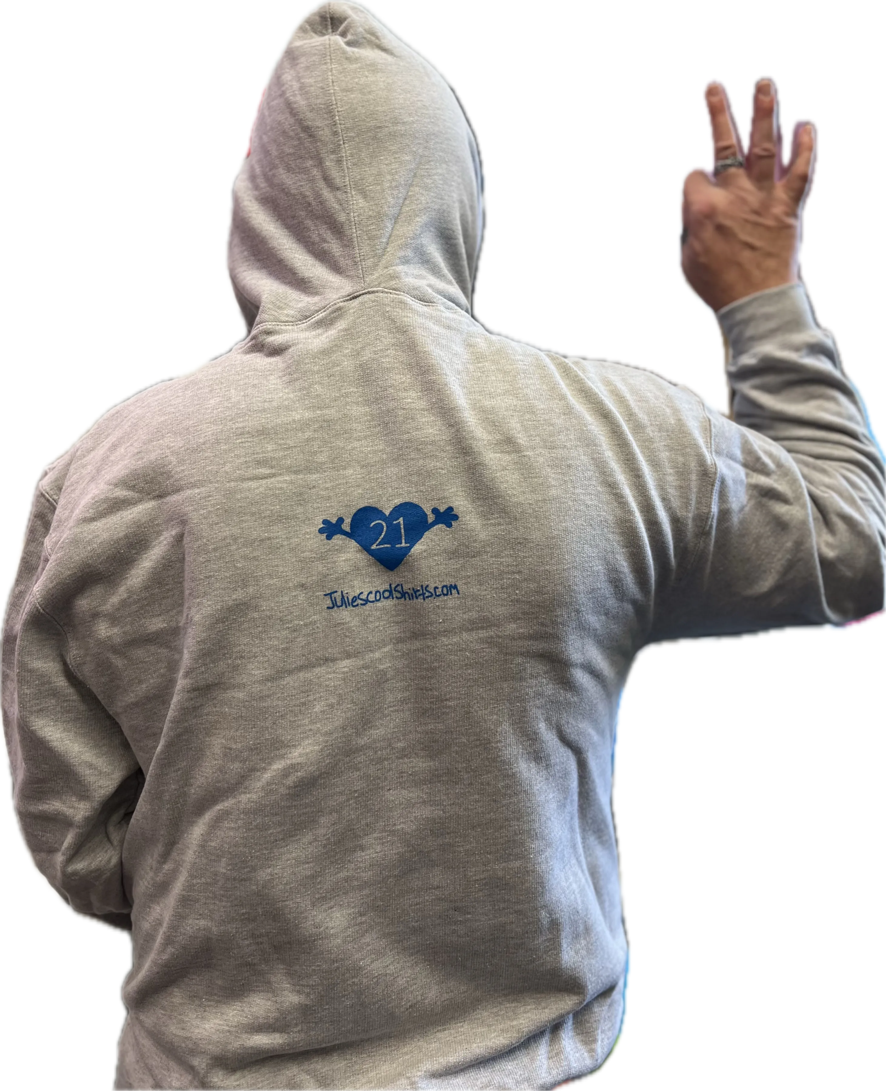321 STRONG FINGERS hoodie - GRAY HEATHER/ ROYAL/ YELLOW