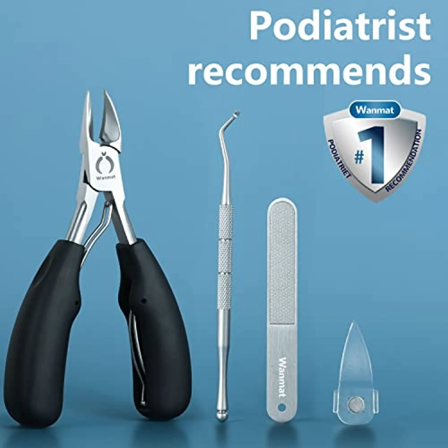 4PCS Toe Nail Clipper for Ingrown or Thick Toenails,Toenails Trimmer and Professional Podiatrist Toenail Nipper for Seniors with Surgical Stainless Steel Sharp Blades Soft Grip Handle Wanmat