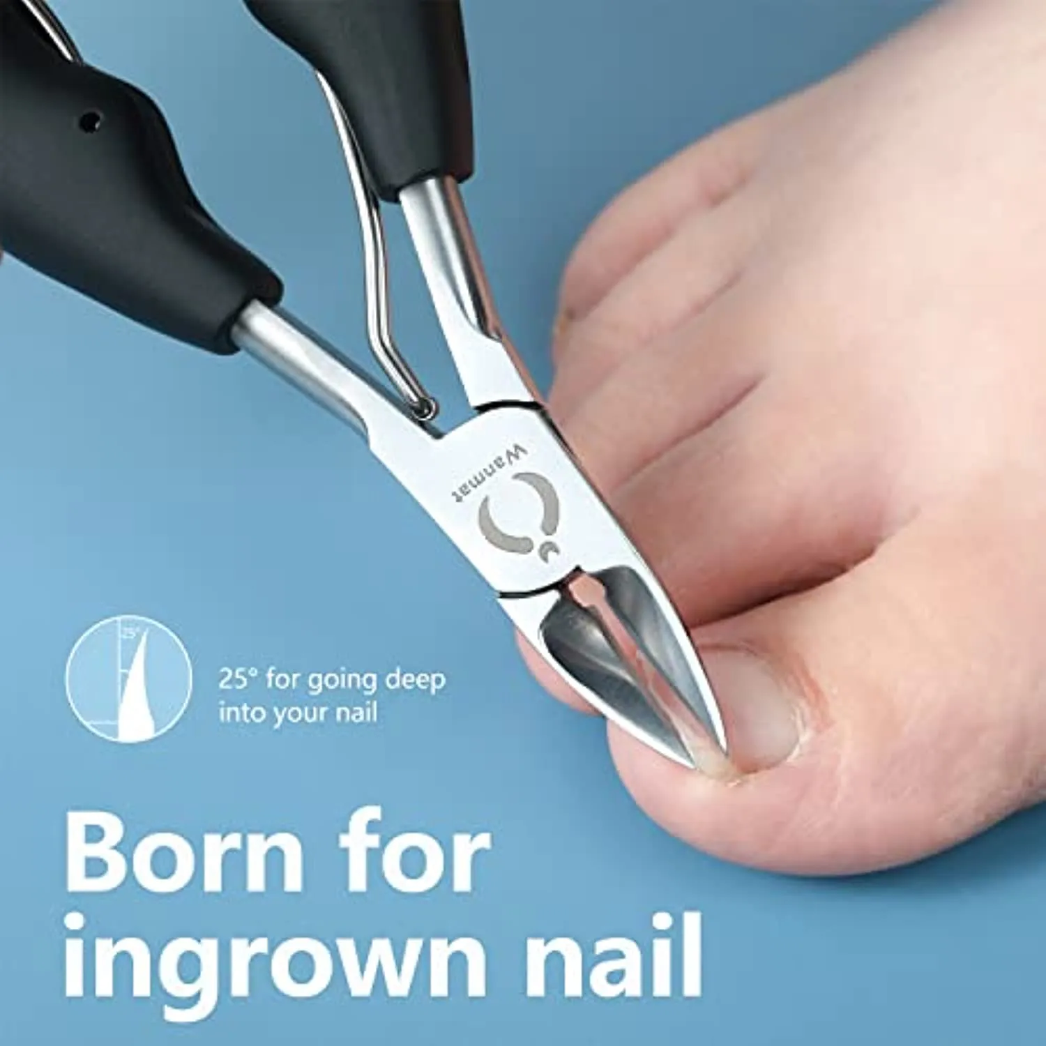 4PCS Toe Nail Clipper for Ingrown or Thick Toenails,Toenails Trimmer and Professional Podiatrist Toenail Nipper for Seniors with Surgical Stainless Steel Sharp Blades Soft Grip Handle Wanmat
