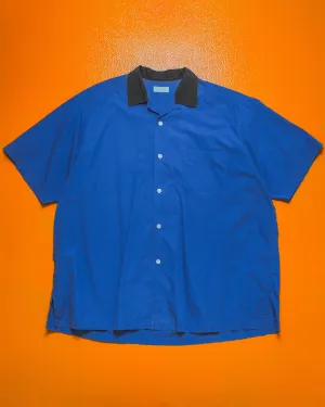 90s Royal Blue Open Collar Boxy Shirt (~L~)