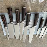 9PCS/set Kitchen Knives Damascus Pattern Chef Knife Santoku Knife Cleaver Slicing Utility Knife