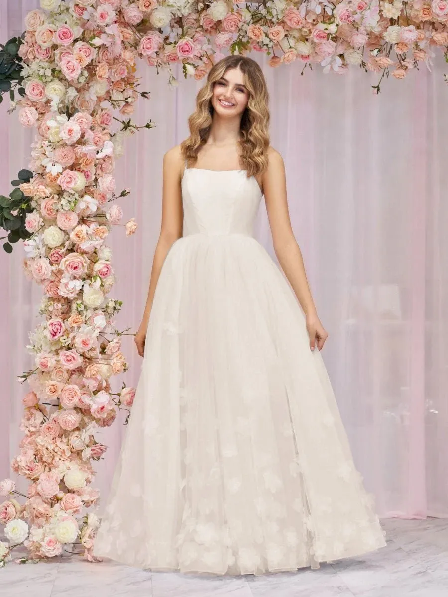 A-line Spaghetti Straps Tulle Prom Dresses
