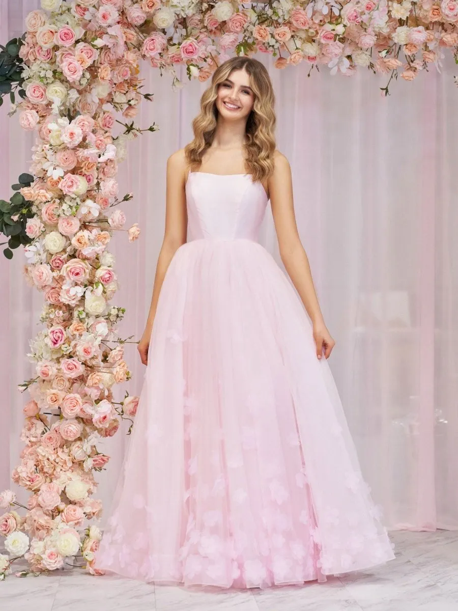 A-line Spaghetti Straps Tulle Prom Dresses