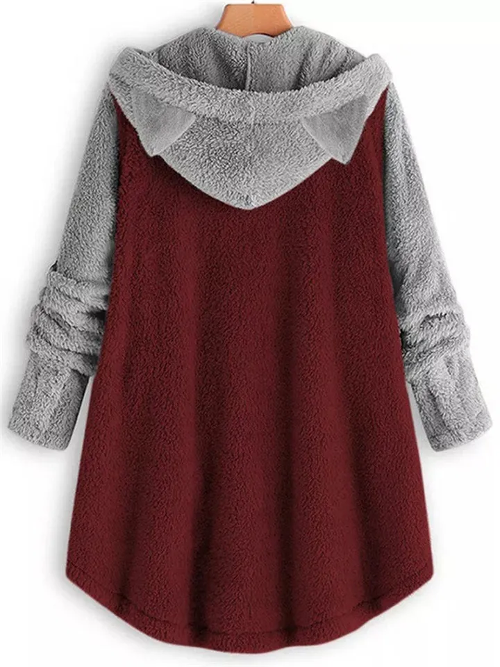 Adorable Contrast Color Hoodies With Cat's Ears