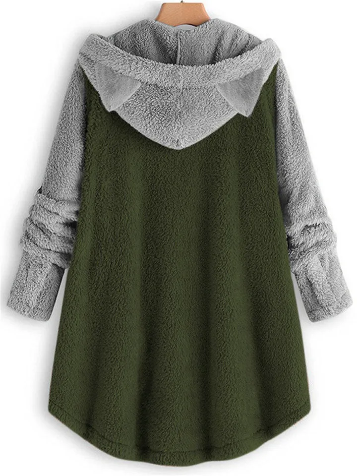 Adorable Contrast Color Hoodies With Cat's Ears