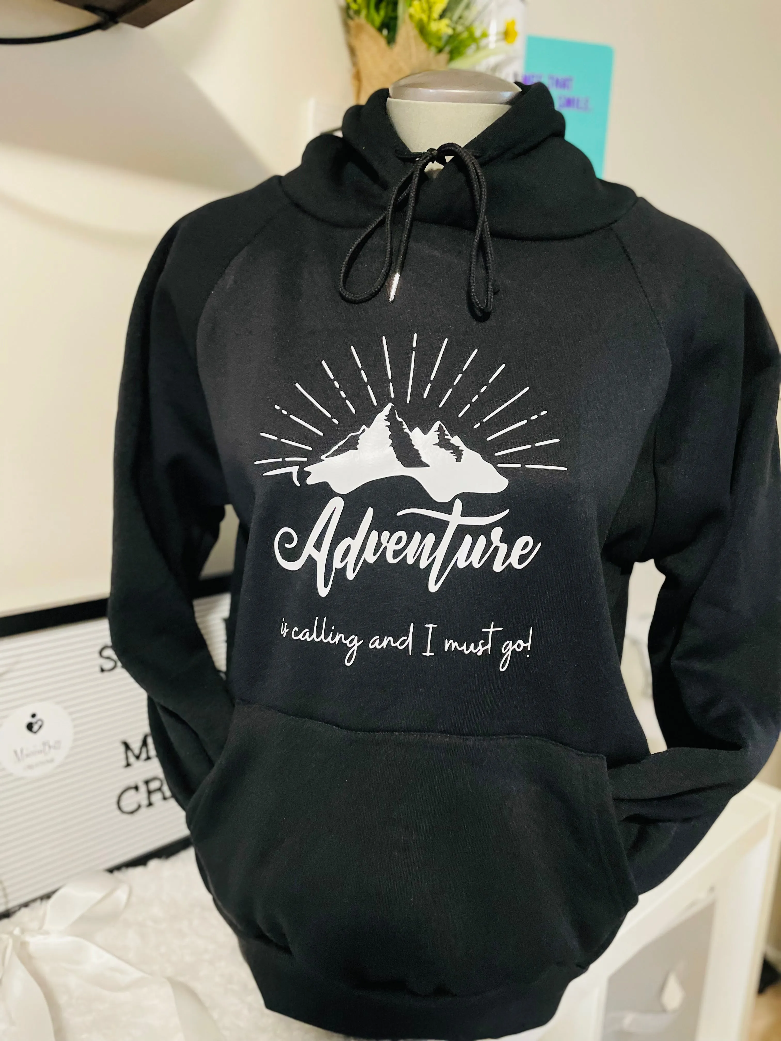 “Adventure is Calling and I must go” Mini Hoodie