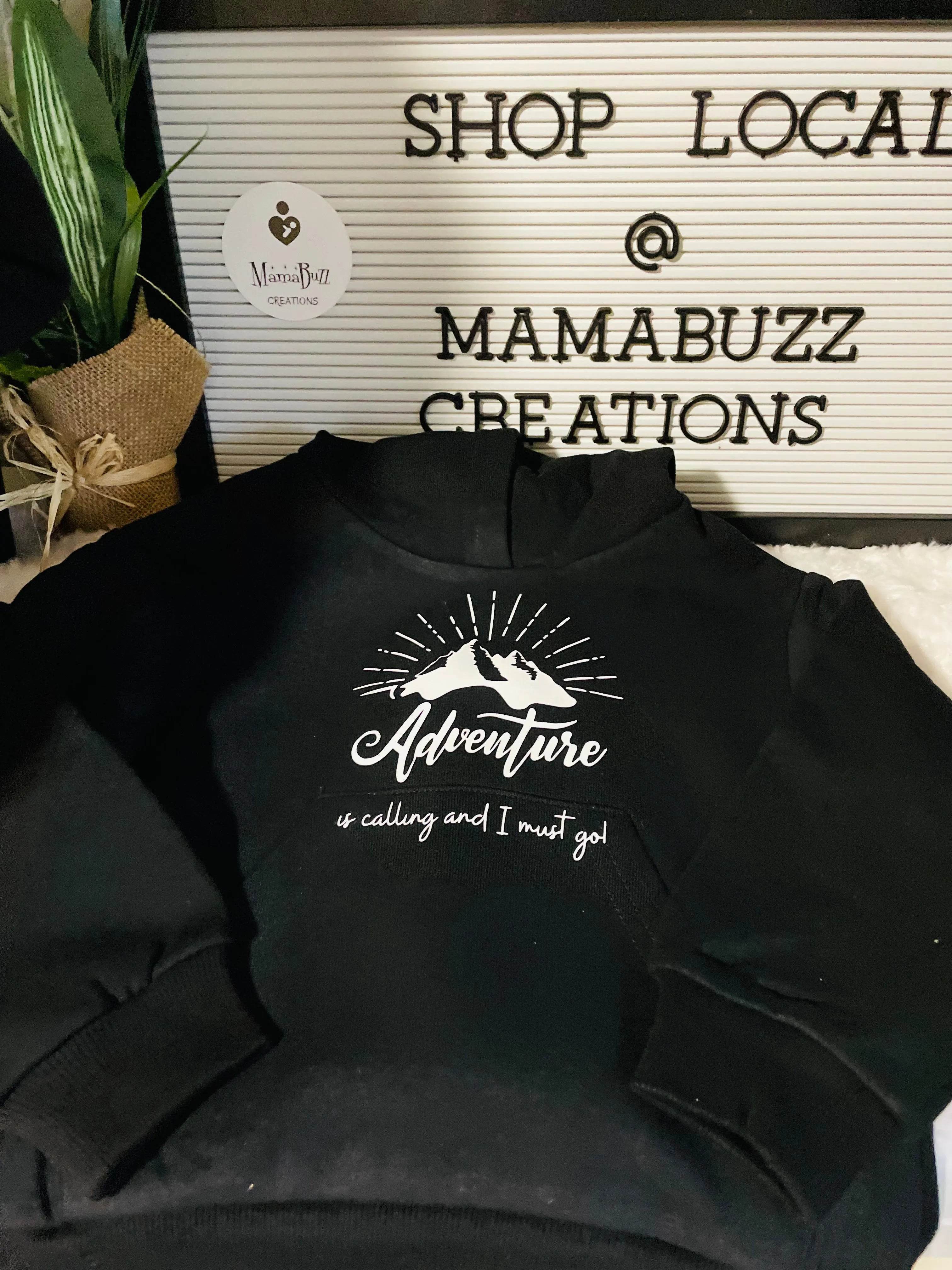 “Adventure is Calling and I must go” Mini Hoodie