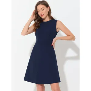Allegra K Women's Work Dress Solid Color Sleeveless A-line Flare Dresses