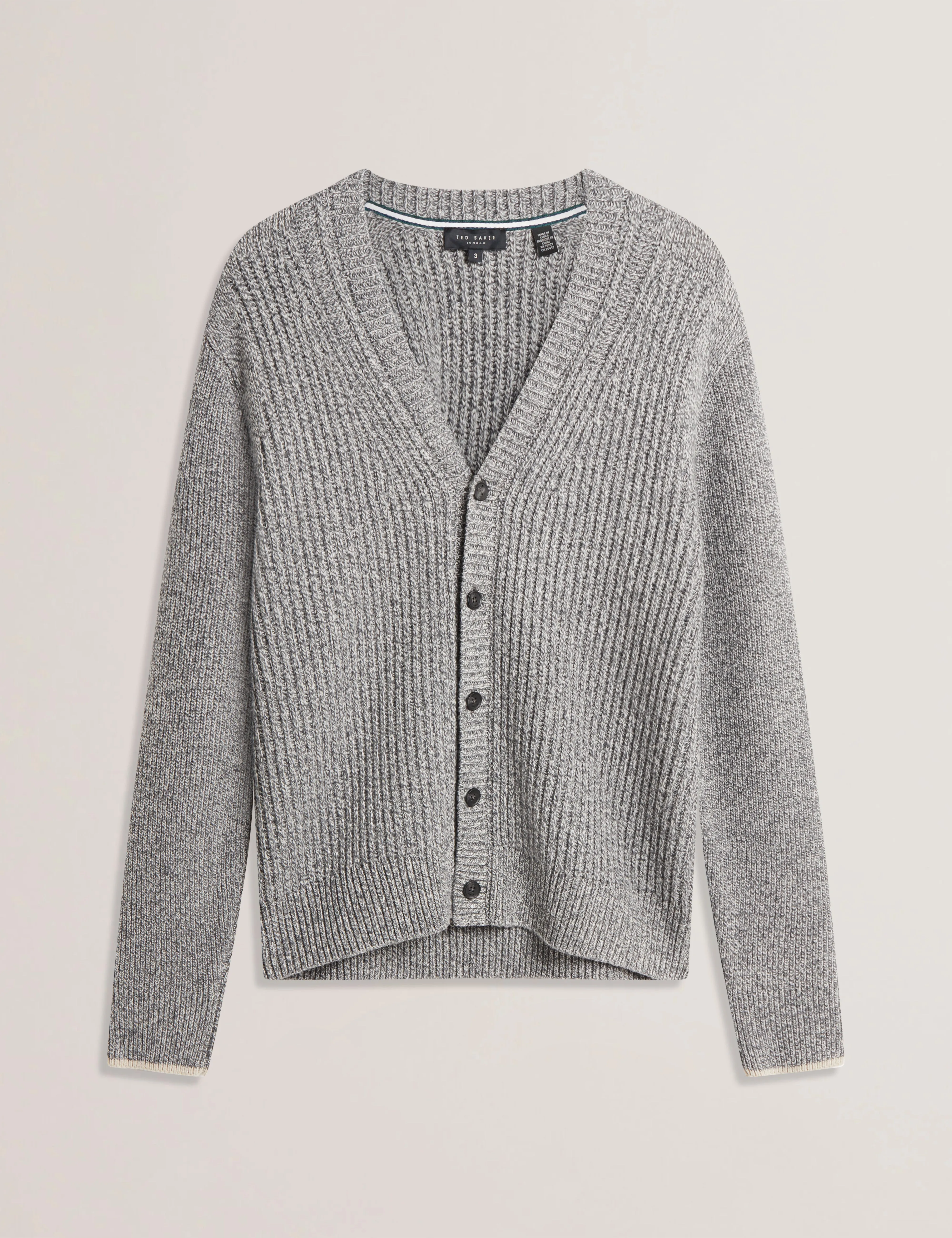 Alman Ribbed Button Cardigan Grey