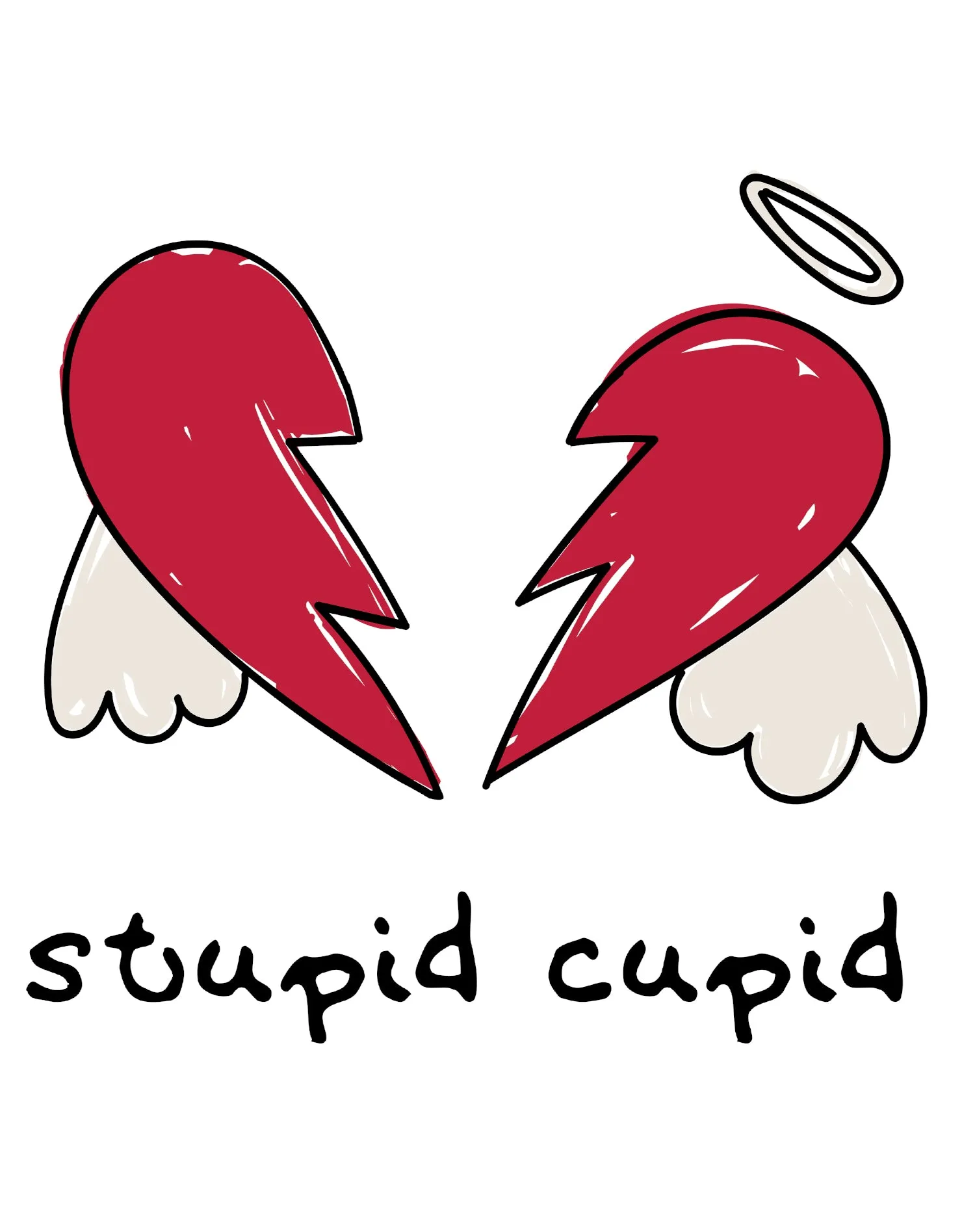 Anti Valentine Stupid Cupid Broken Heart Wings Men's T-shirt