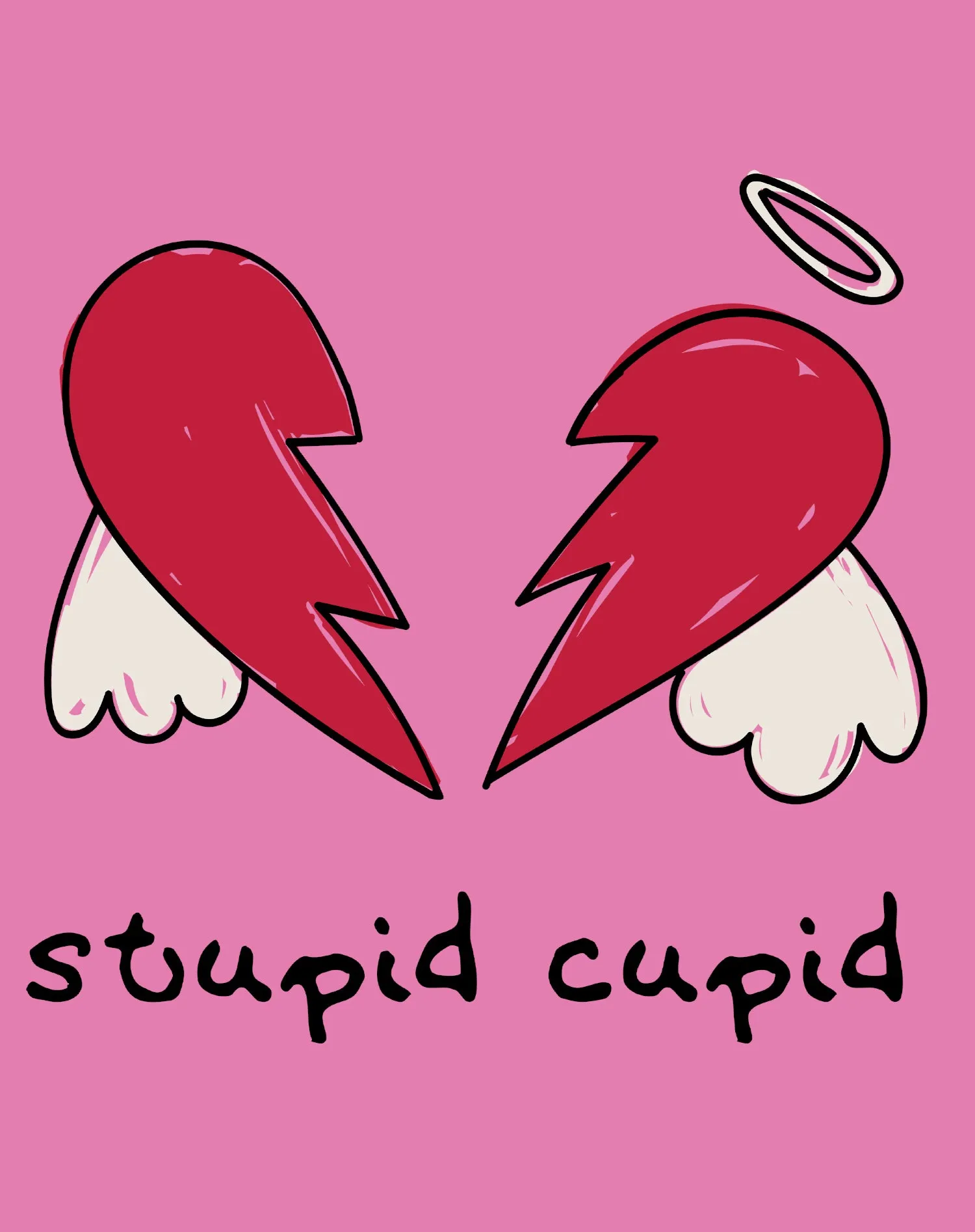Anti Valentine Stupid Cupid Broken Heart Wings Men's T-shirt