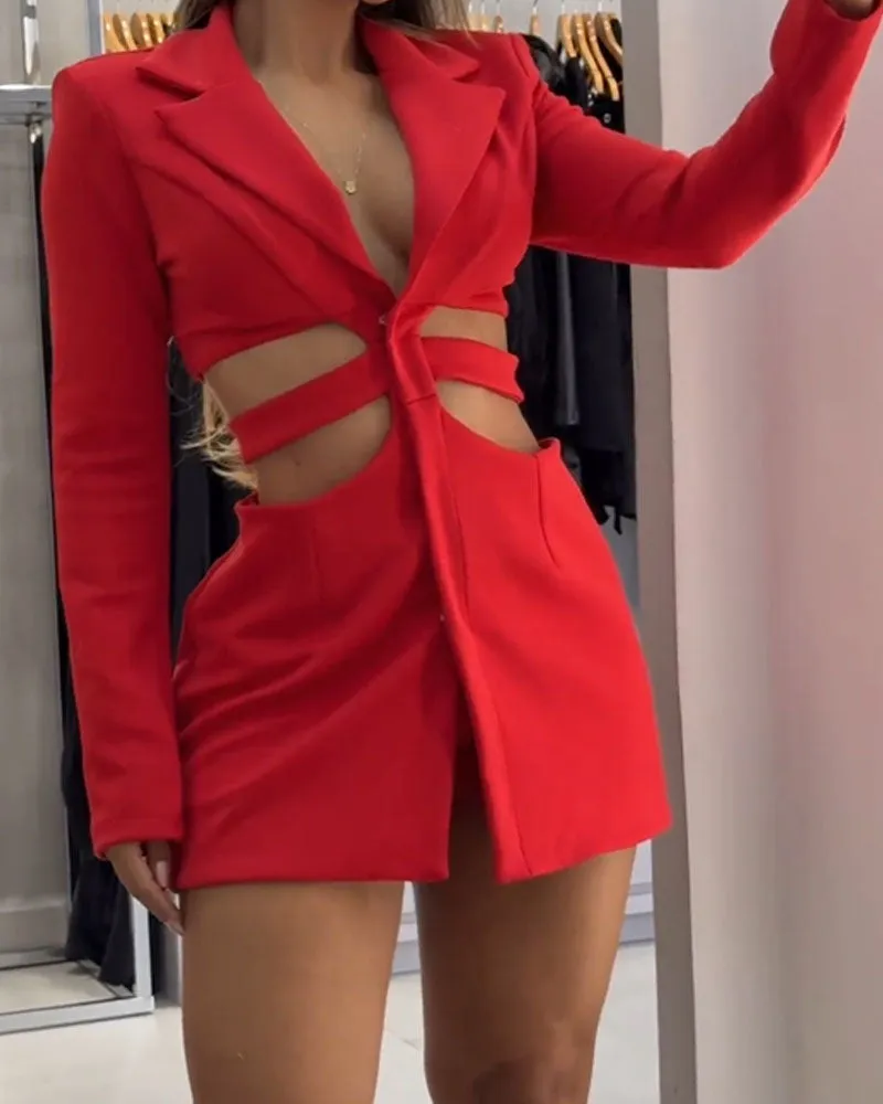 Ariana – Women's Blazer Dress with Hollow Waist