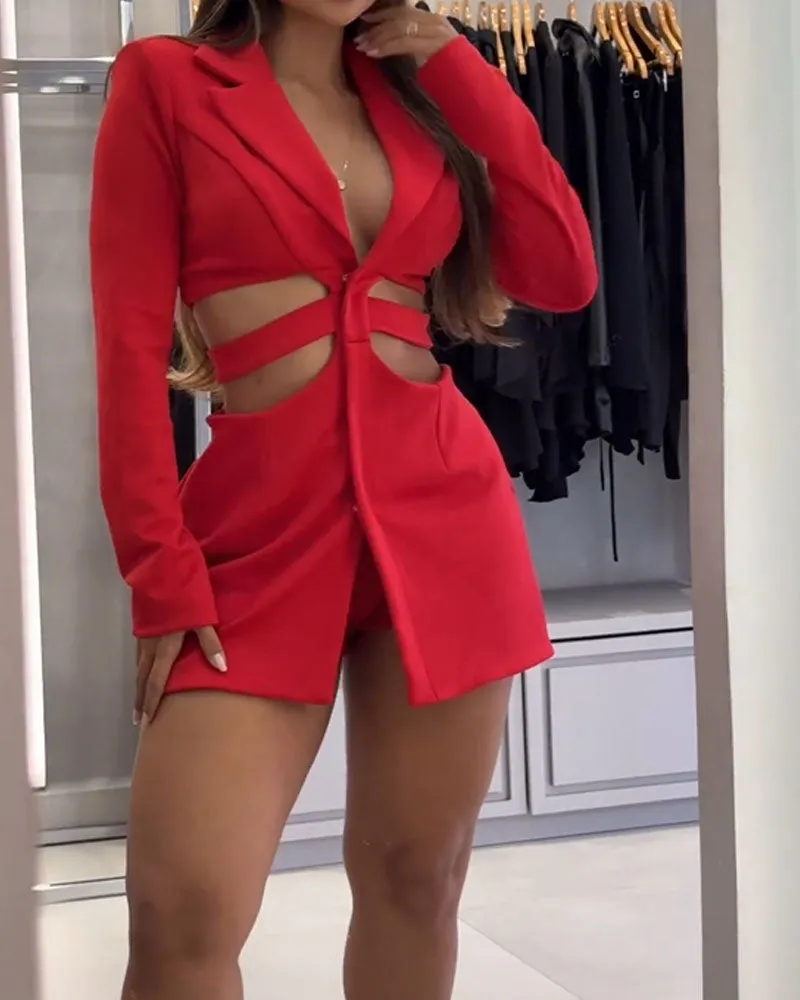 Ariana – Women's Blazer Dress with Hollow Waist