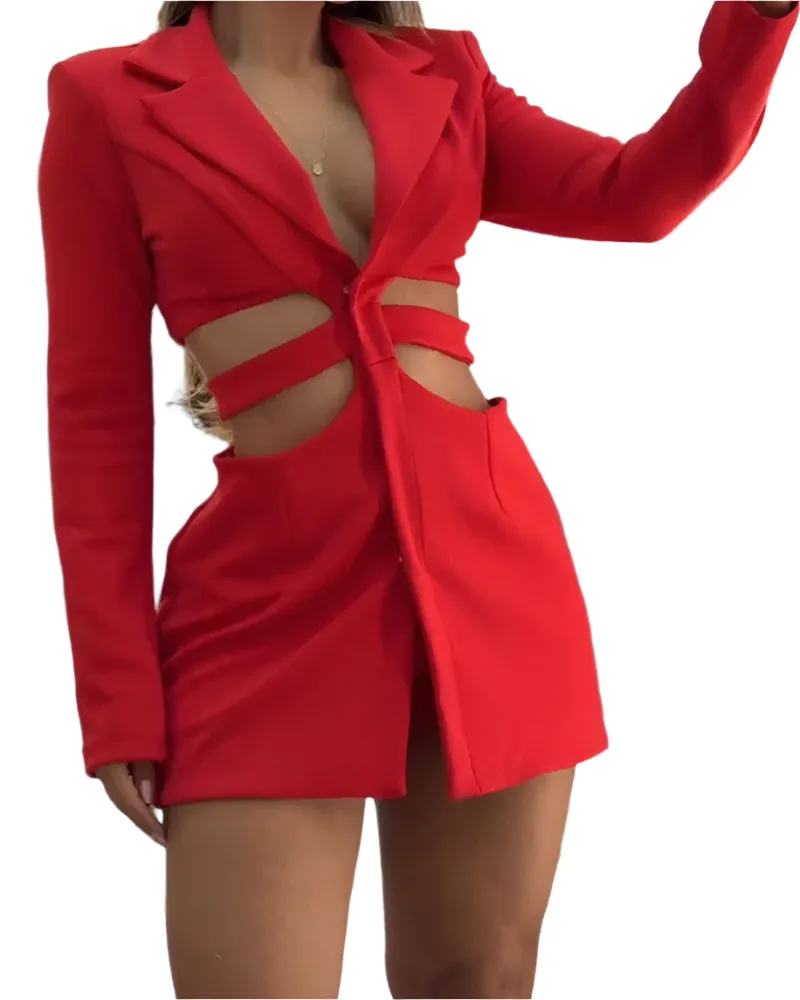 Ariana – Women's Blazer Dress with Hollow Waist