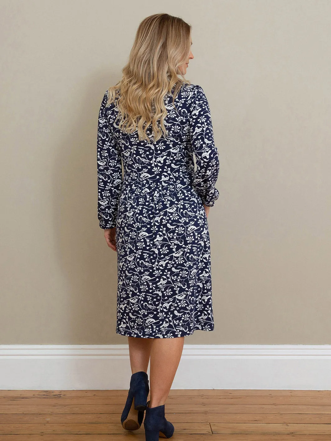 Arne jersey dress garden birds
