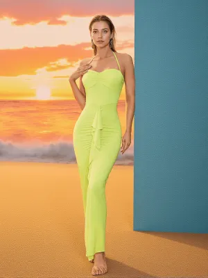 Asger Halterneck Ruched Maxi Dress