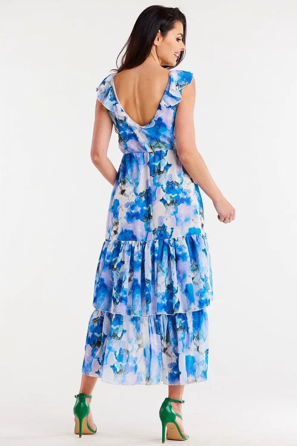 Asymmetrical Ruffle Dress With Elastic Waist
