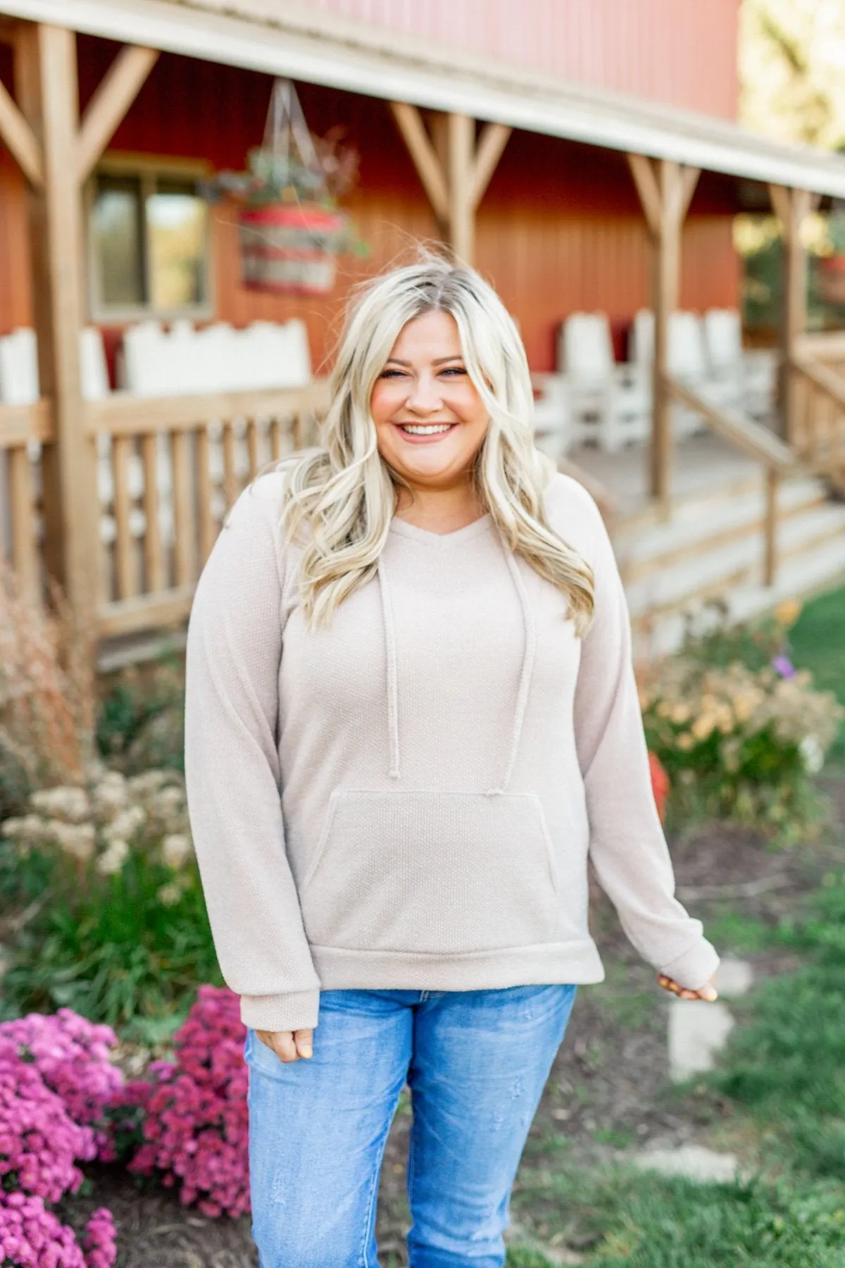 At First Sight Knit Hoodie- Light Taupe