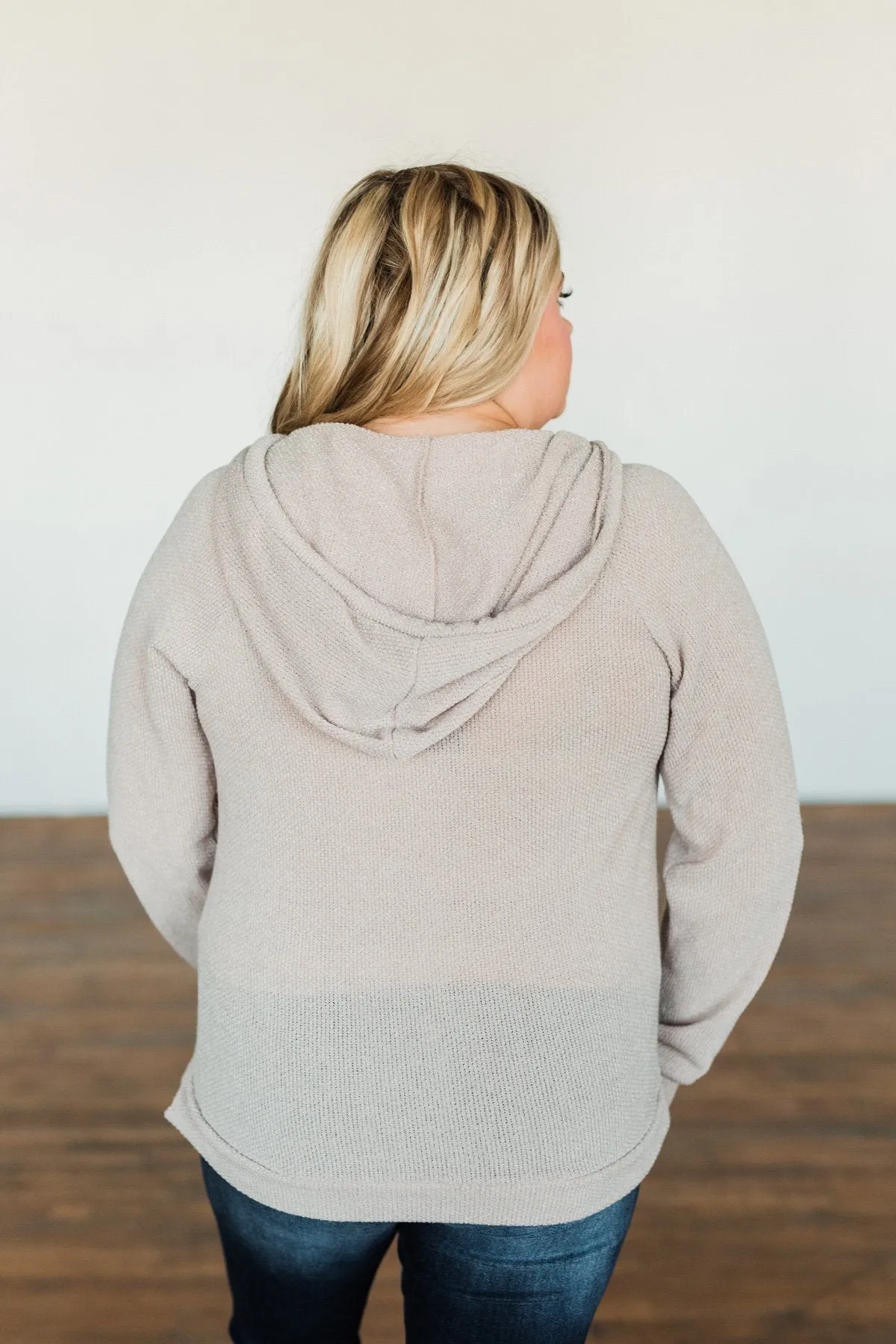 At First Sight Knit Hoodie- Light Taupe