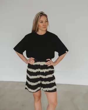 Audrey Black Wavy Stripe Print Shorts