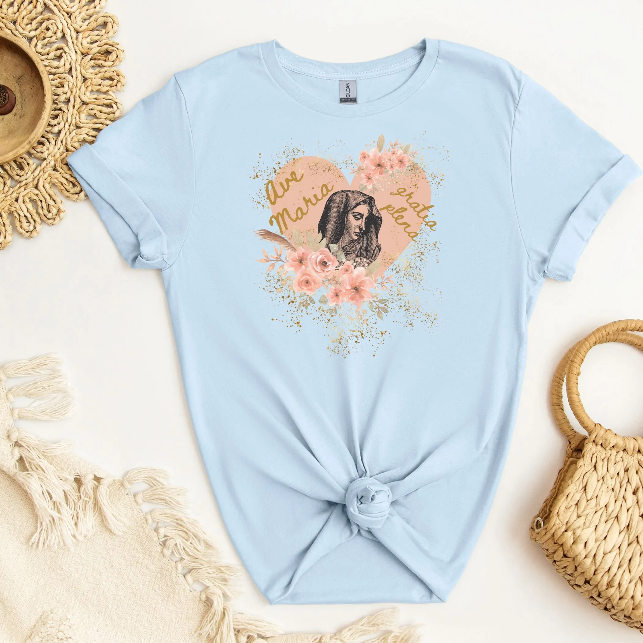 Ave Maria Gratia Plena Heart T-Shirt