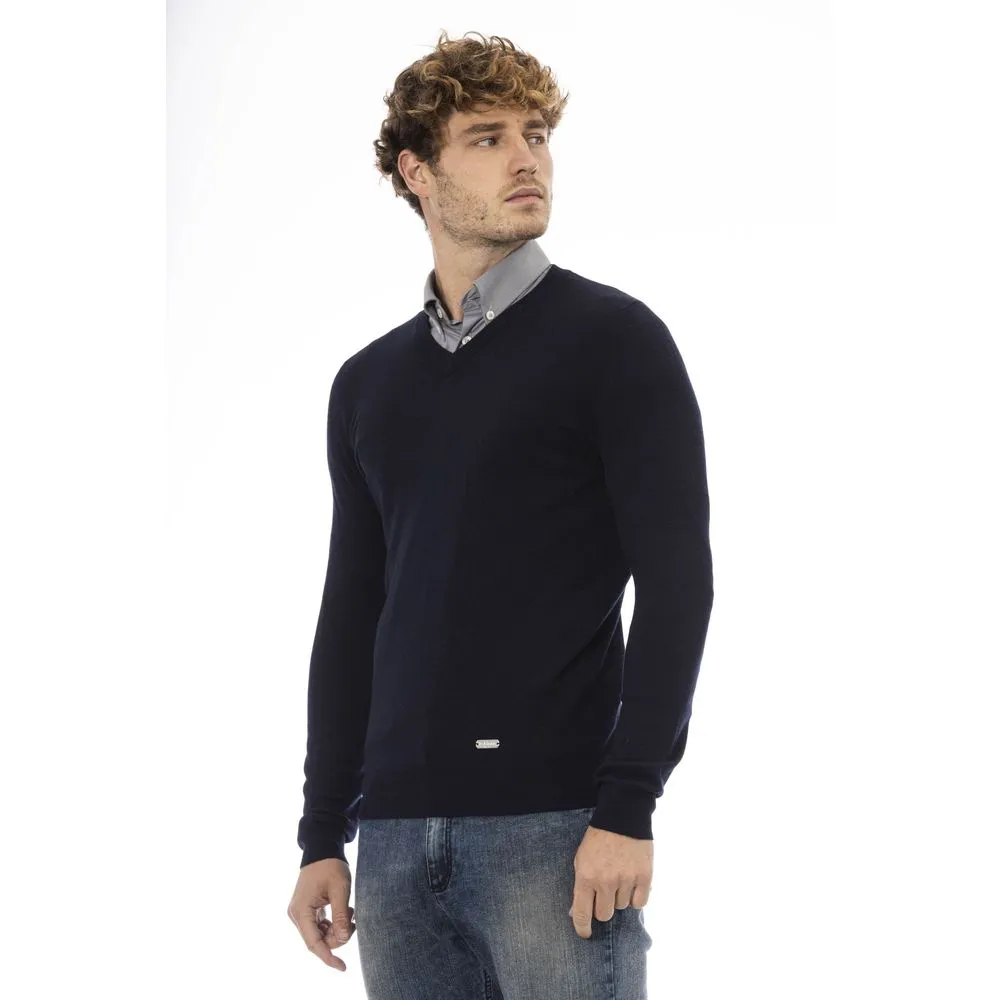 Baldinini Trend Blue Wool Men Sweater