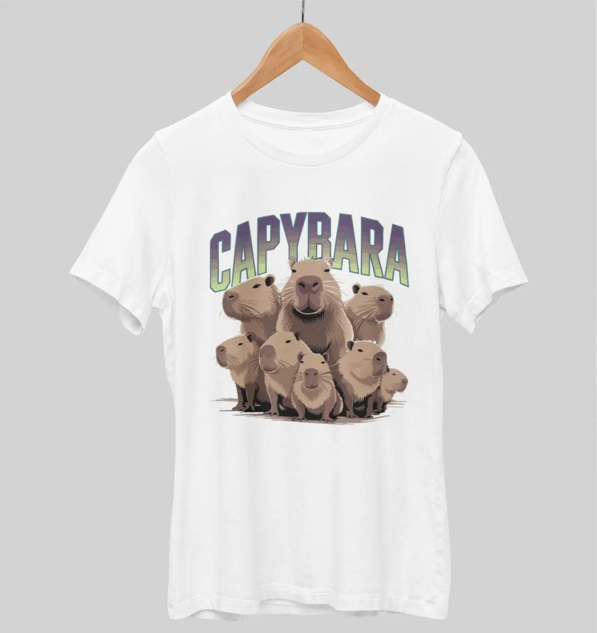 Balti UNISEX marškinėliai "Cool capybara'"