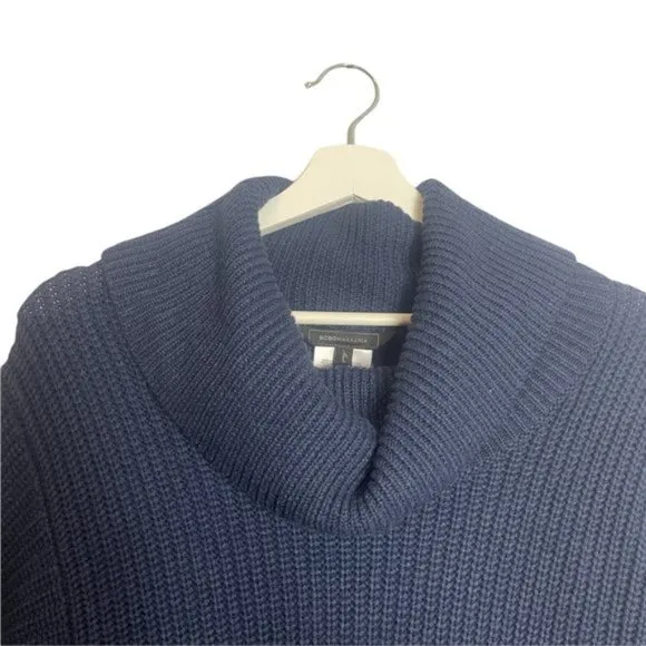 BCBGMaxAzria Sandrah Heather Navy Cowl Neck Knit Sweater Size XS/S Warm Cozy