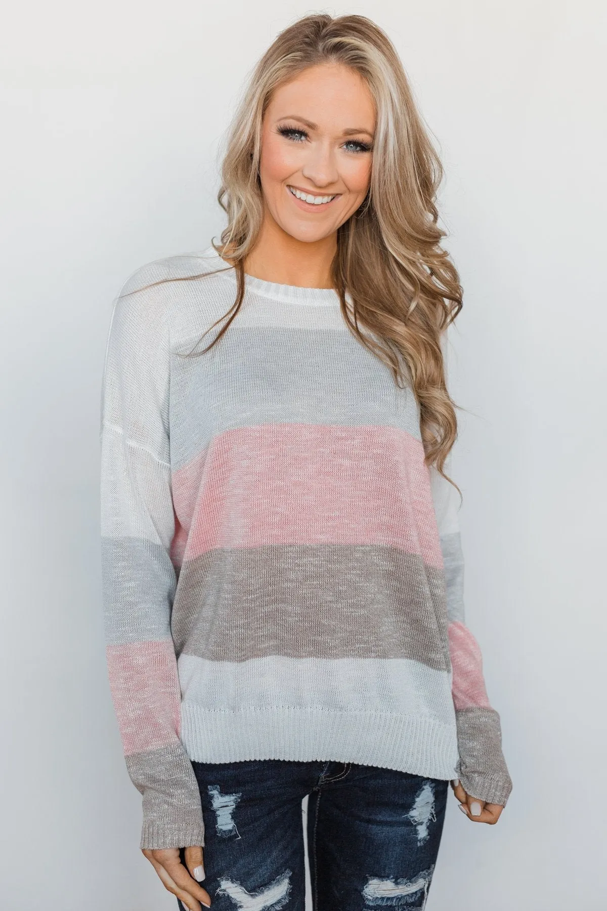 Be My Forever Cozy Sweater - Blush & Neutral Tones