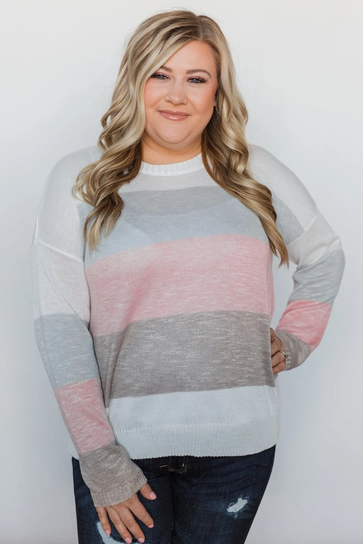 Be My Forever Cozy Sweater - Blush & Neutral Tones