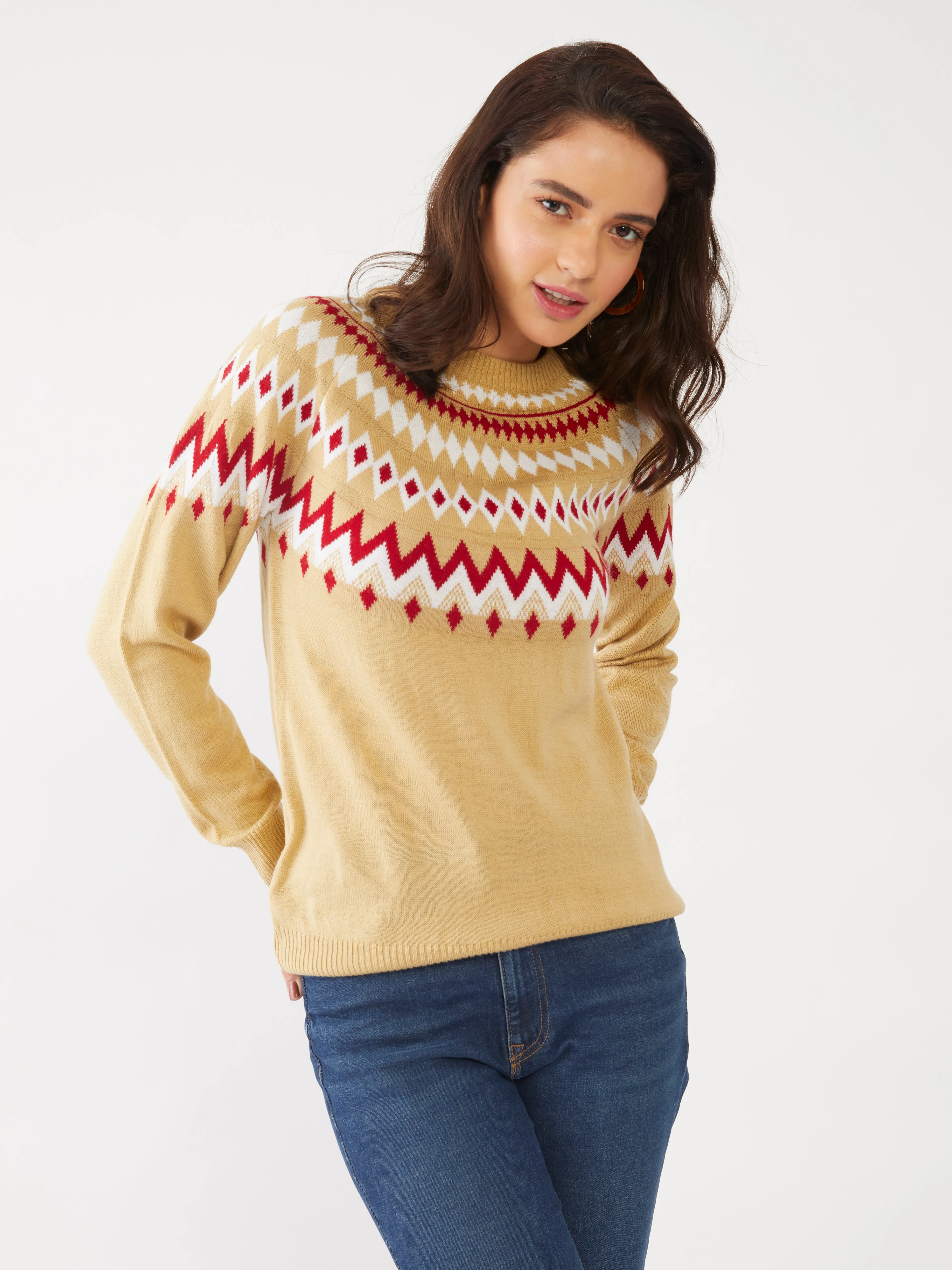 Beige Jacquard Sweater