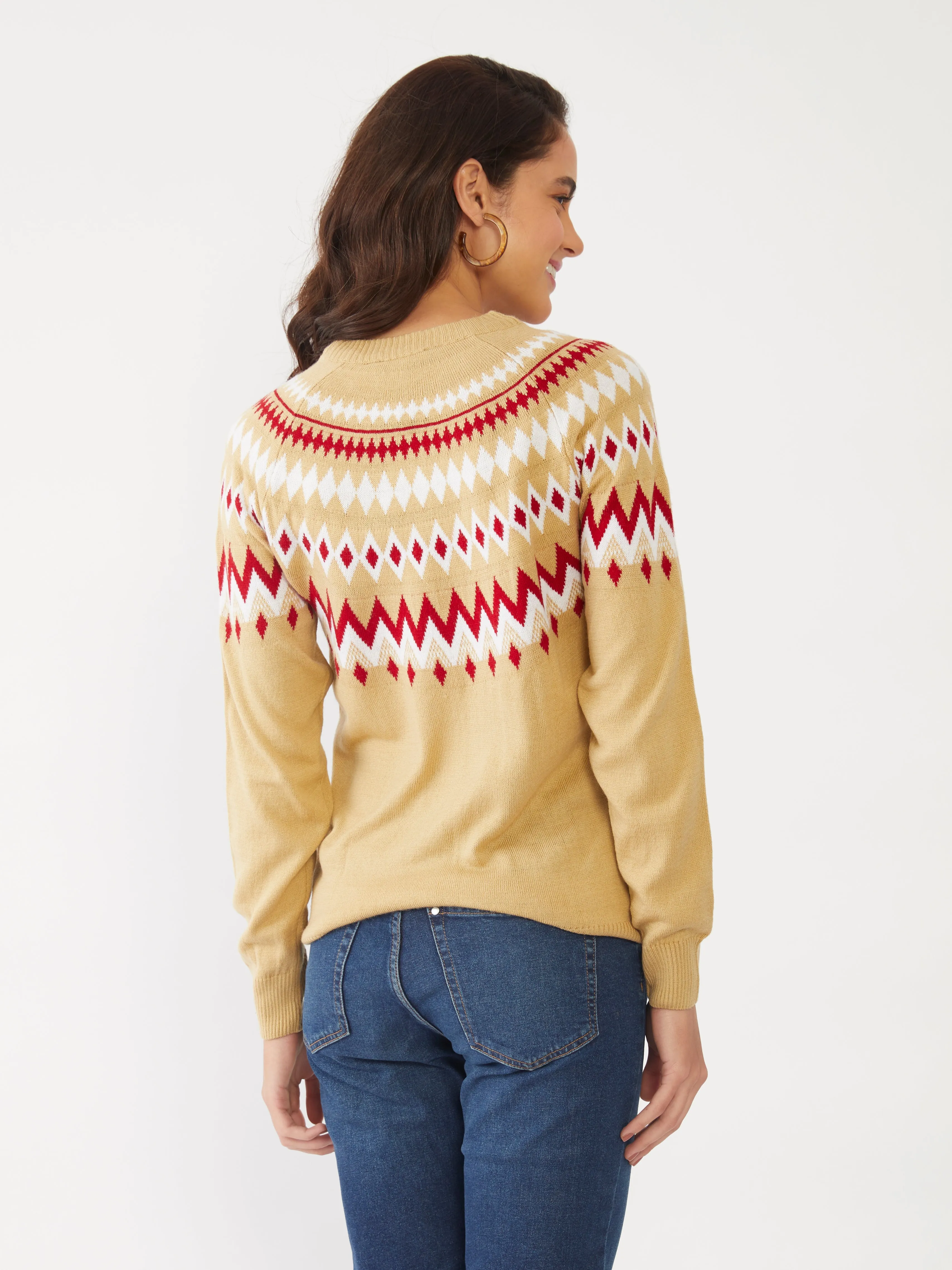 Beige Jacquard Sweater