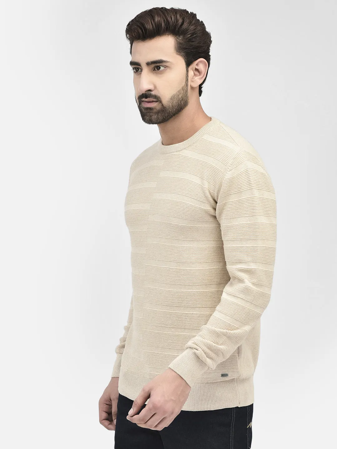 Beige Stripes Sweaters