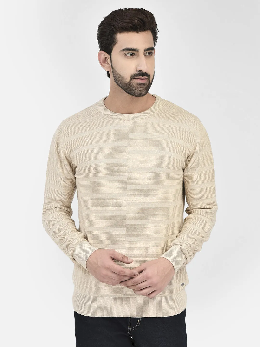Beige Stripes Sweaters