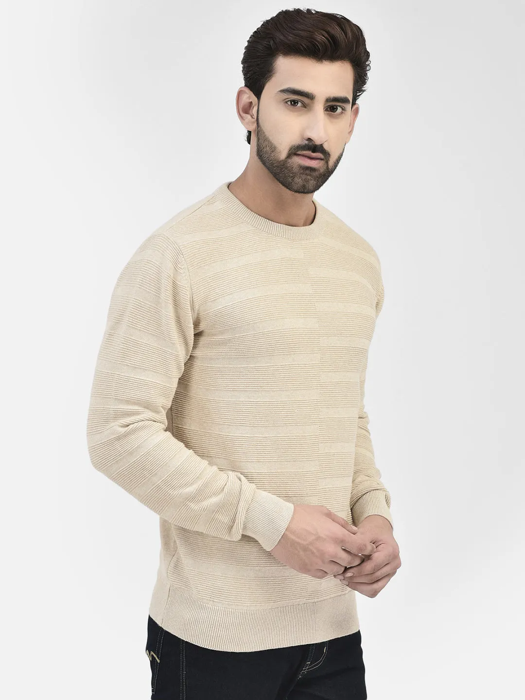 Beige Stripes Sweaters